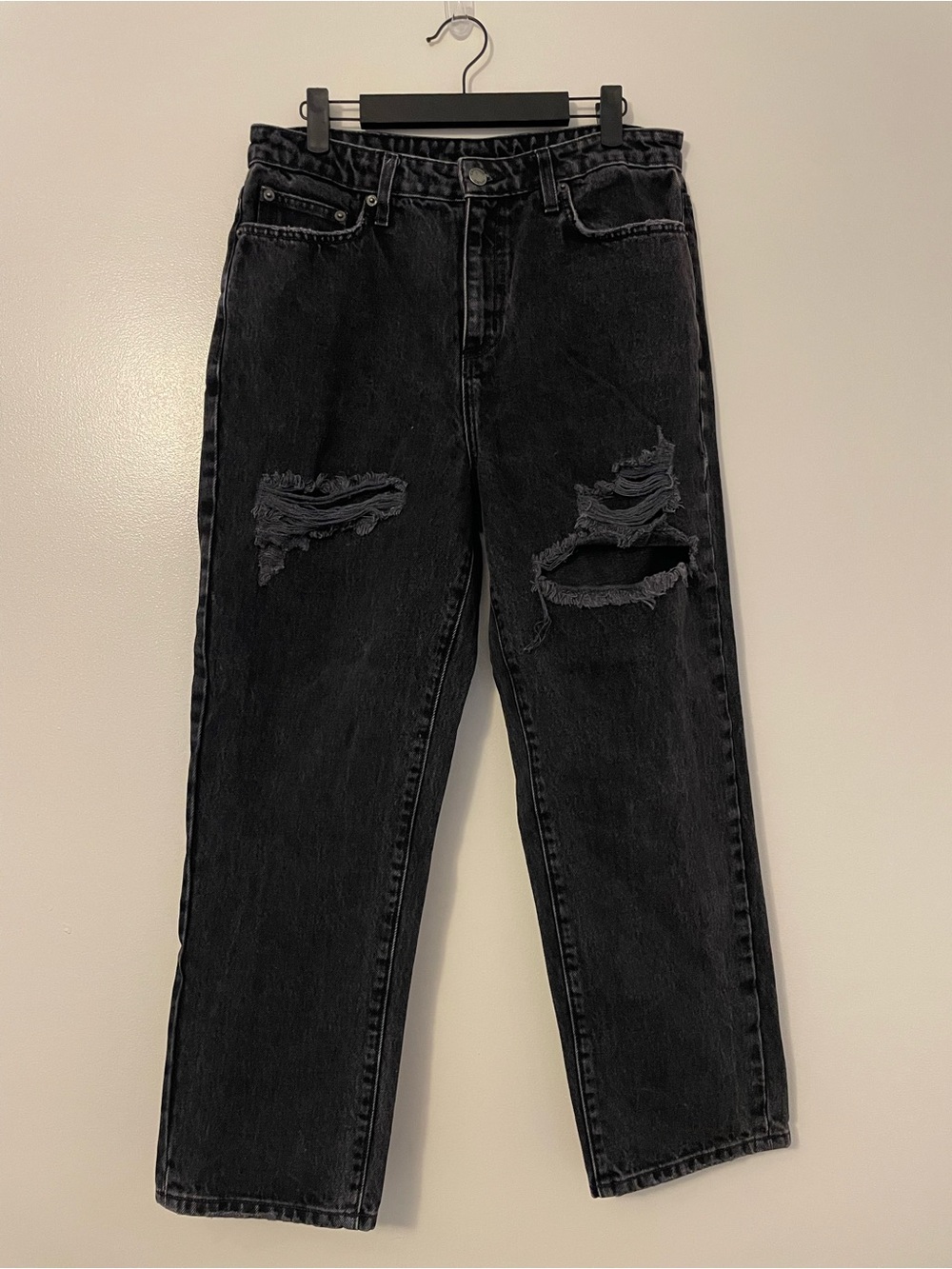 Carmar Women’s Black Distressed Denim High Rise Straighten Leg Jean